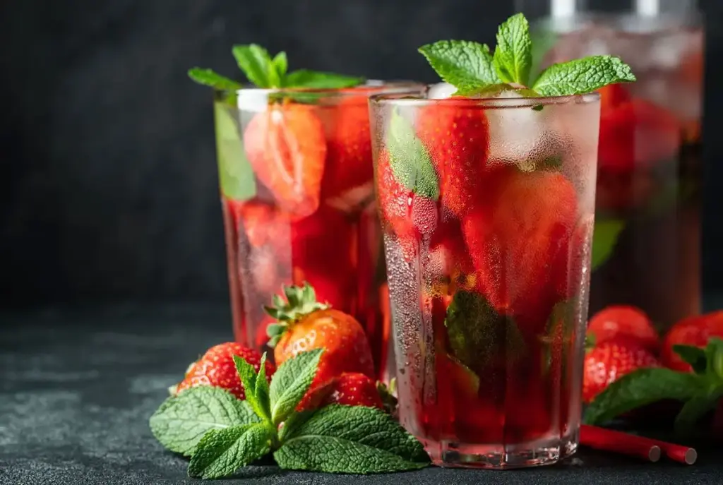 MOJITO FRAISE(Feuille de menthe-citron-sucre de canne - fraise)