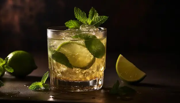 THE MOJITO(feuille de menthe-miel-jus de citron-jus de Gingembre)